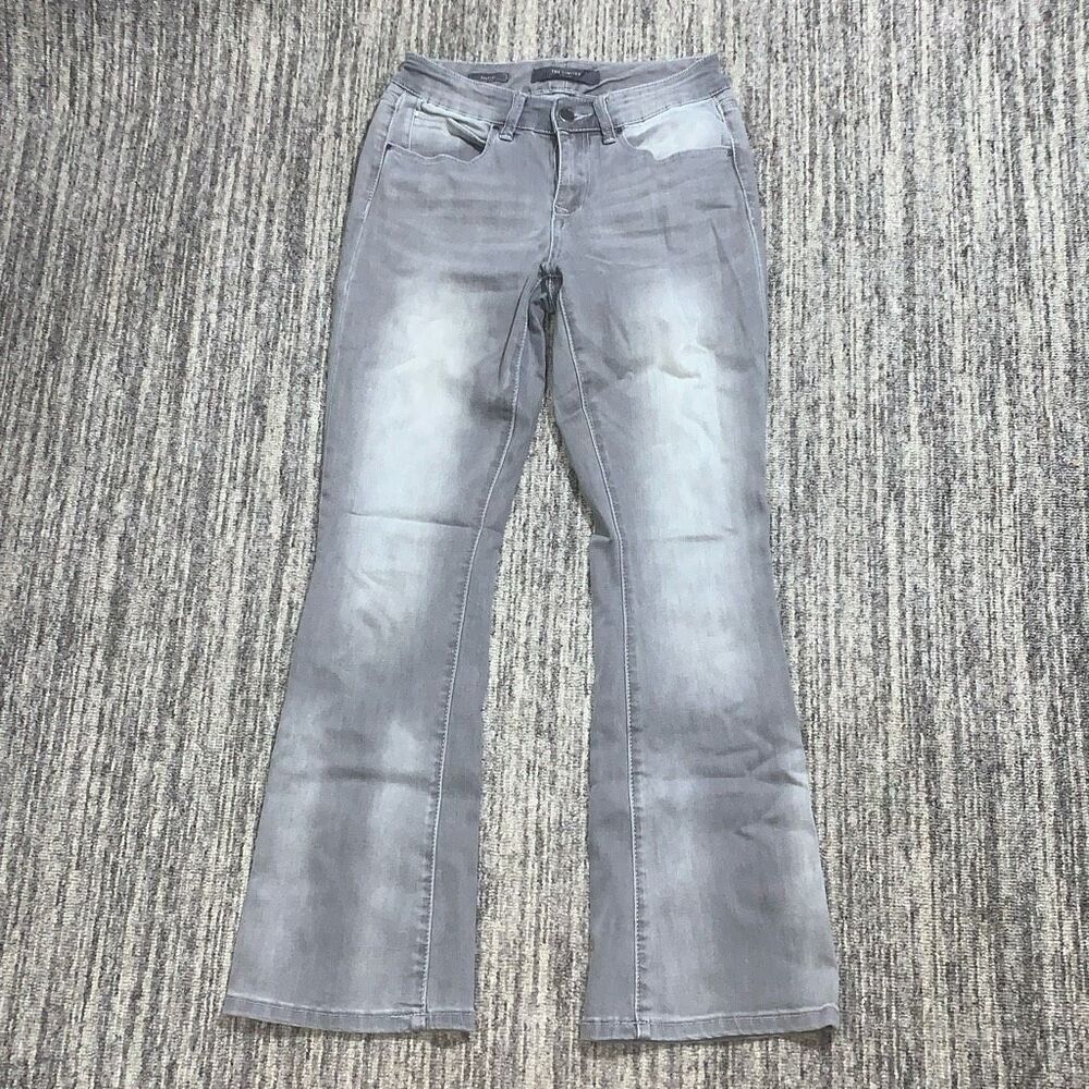 The Limited Womens Size 6 Petite Boot Cut Denim Jeans Gray Distressed Faded‎